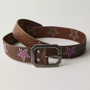 Free People Brown Studded Leather Belt NWT